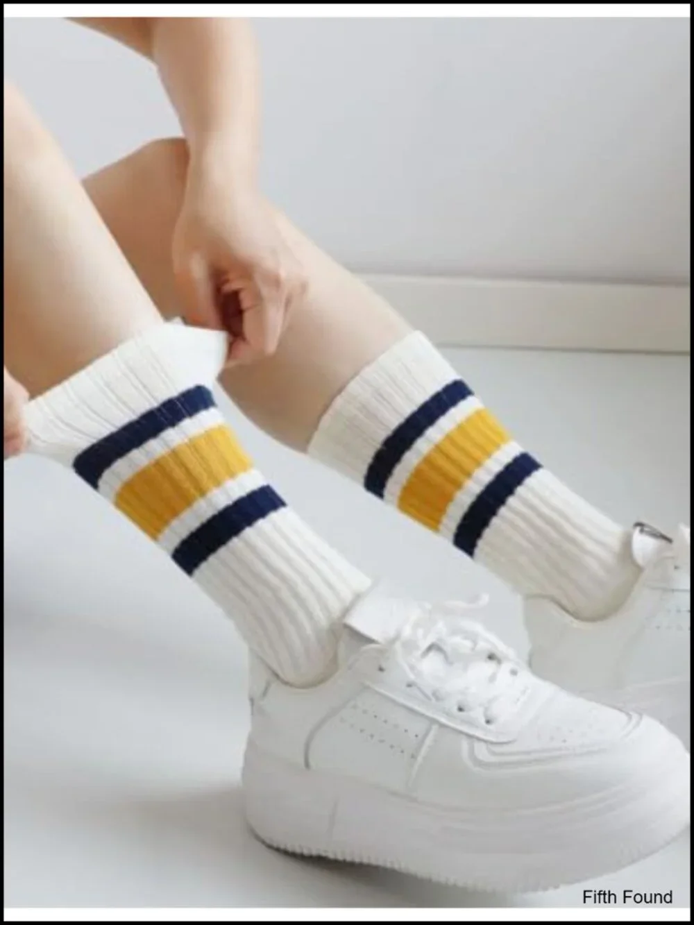 5 Pair Retro Stripe Chunky Cotton Crew Socks with Giftbox